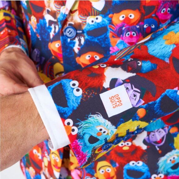 OppoSuits Sesame Street Multi Colored Suit Set Jacket Pants Tie Slim Size 36 NEW - Picture 8 of 11